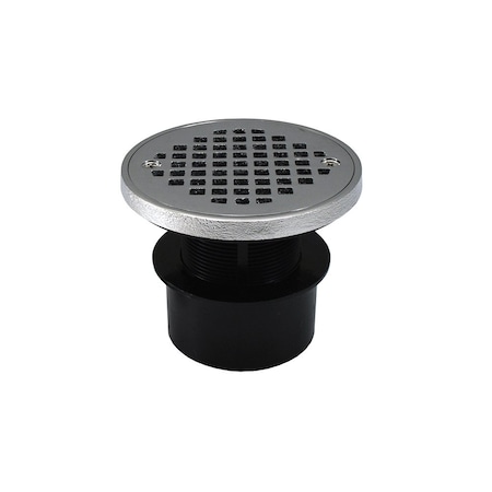 Jones Stephens 3in ABS Inside Pipe Fit Adjustable General Purpose Drain, 4in Chrome Plated Strainer, Grout Ring D53295
